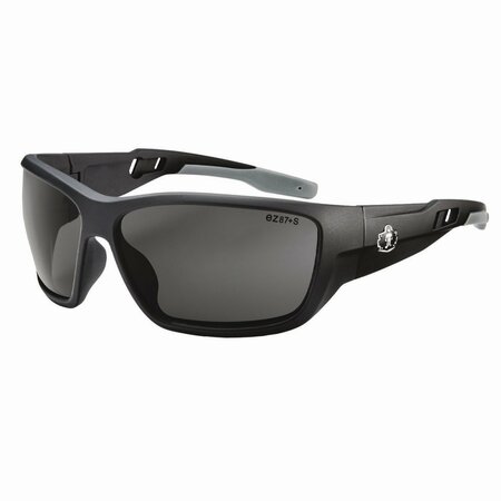 ERGODYNE Skullerz BALDR Anti-Scratch/Anti-Fog Safety Glasses, Matte Black Nylon Frame, Smoke PolyCarb Lens 57035